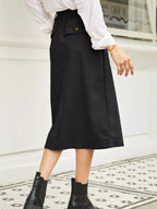 Front Slit Shift High Waist Midi Skirt