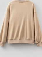 Embroidered Flower Pattern Drop Shoulder Sweatshirt