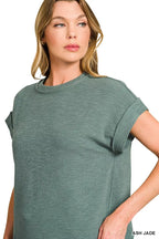 Zenana Cotton Slub Short Sleeve Tee and Pants Set
