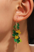 Green Metallic Shamrocks Cascade Earrings