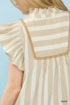 Umgee Stripe Ruffle Sleeve Tiered Midi Dress
