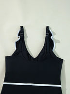 Ruffle Trim V-Neck One-Piece Swimsuit