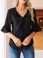 Ruffled Flounce Sleeve Blouse