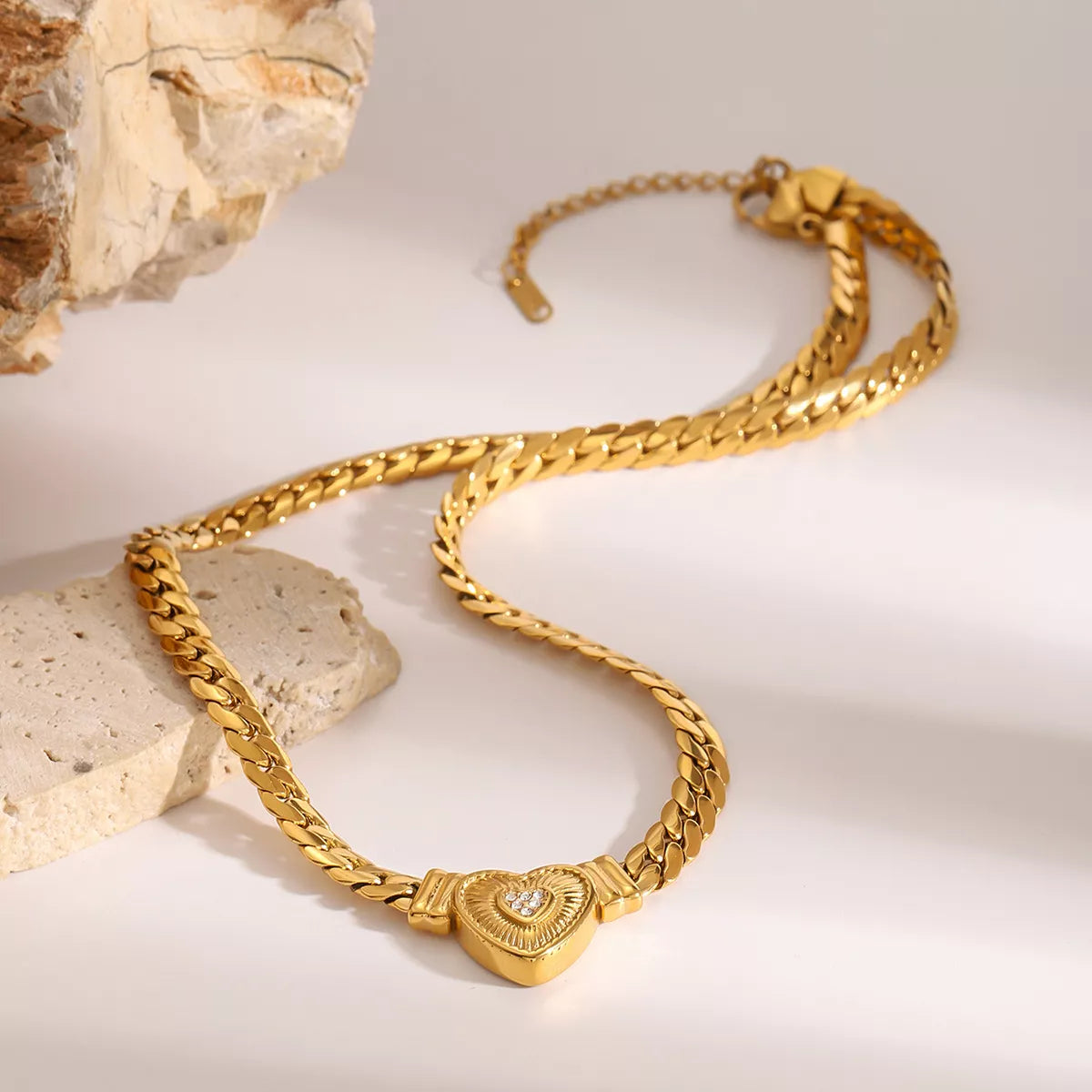 18K Gold-Plated Zircon Heart Necklace