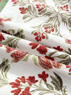 Floral Print Contrast Trim Frilled Neck Long Sleeve Flared Dress