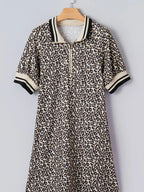 Leopard Print Zip-Up Mini Dress