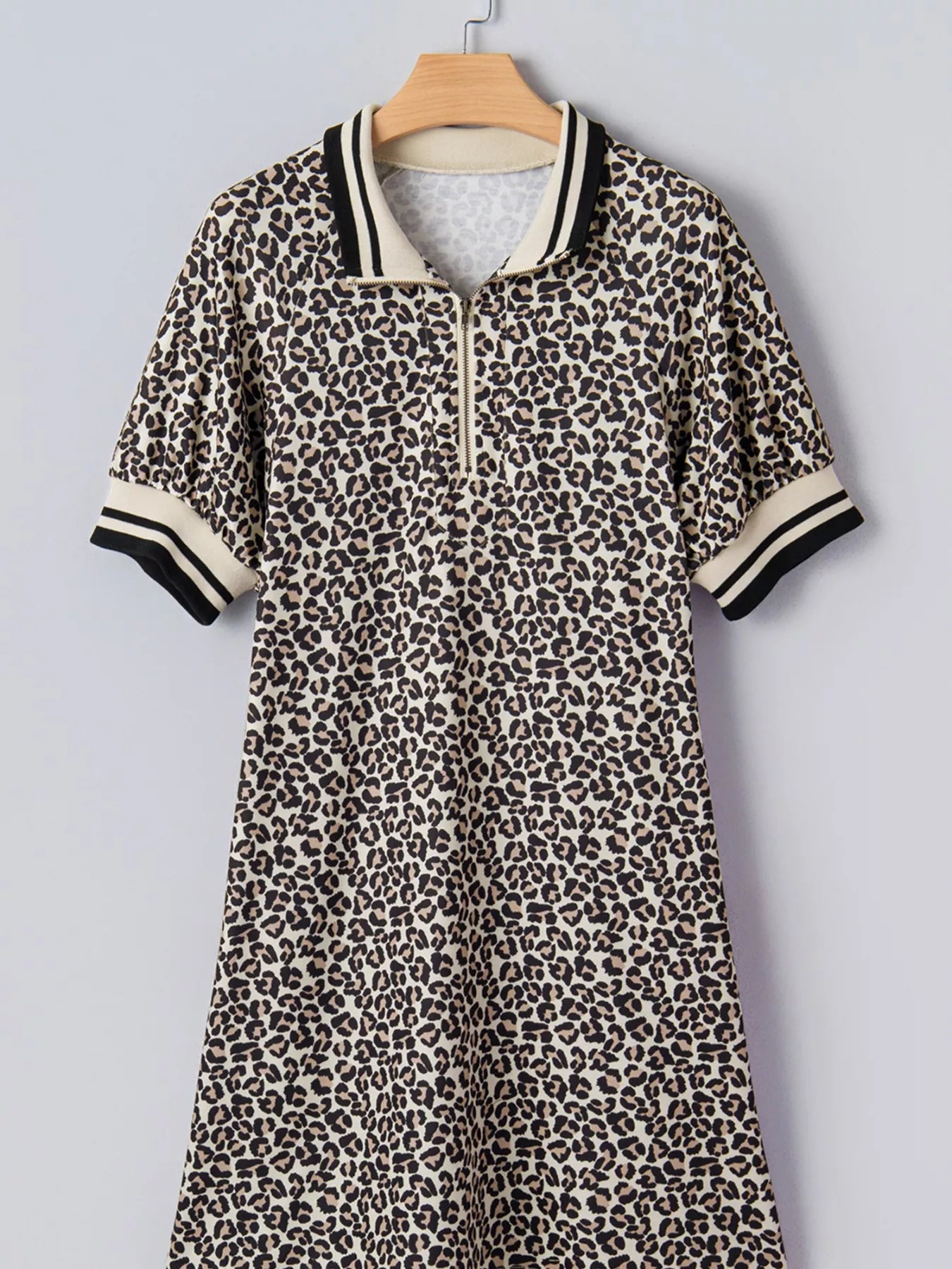 Leopard Print Zip-Up Mini Dress