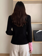 Contrast Trim Ribbed Knit Cardigan
