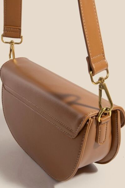 Fame Buckle Closure Crescent Faux Leather Crossbody Bag