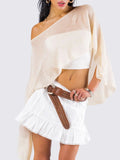 Boat Neck Long Sleeve knit Cover Up