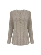 Plus Size Ribbed Knit Button-Front Top and Pants Set