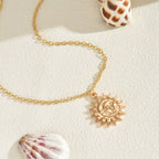 18K Gold-Plated Sunburst Pendant Necklace