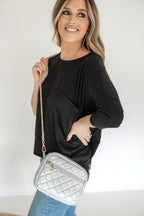 SueEllen Quilted Small Crossbody Bag with Gold Cha