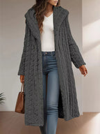 Cozy Hooded Button Up Longline Outerwear