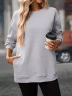 Casual Solid Color Long Sleeve Sweatshirt