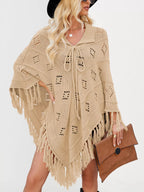 Fringe Openwork Knit Cover Up