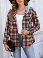 Hooded Plaid Button-Up Shacket
