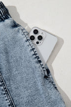 Drawstring High Waist Pocketed Denim Shorts
