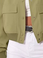 Full Size Snap Down Long Sleeve Jacket Plus Size