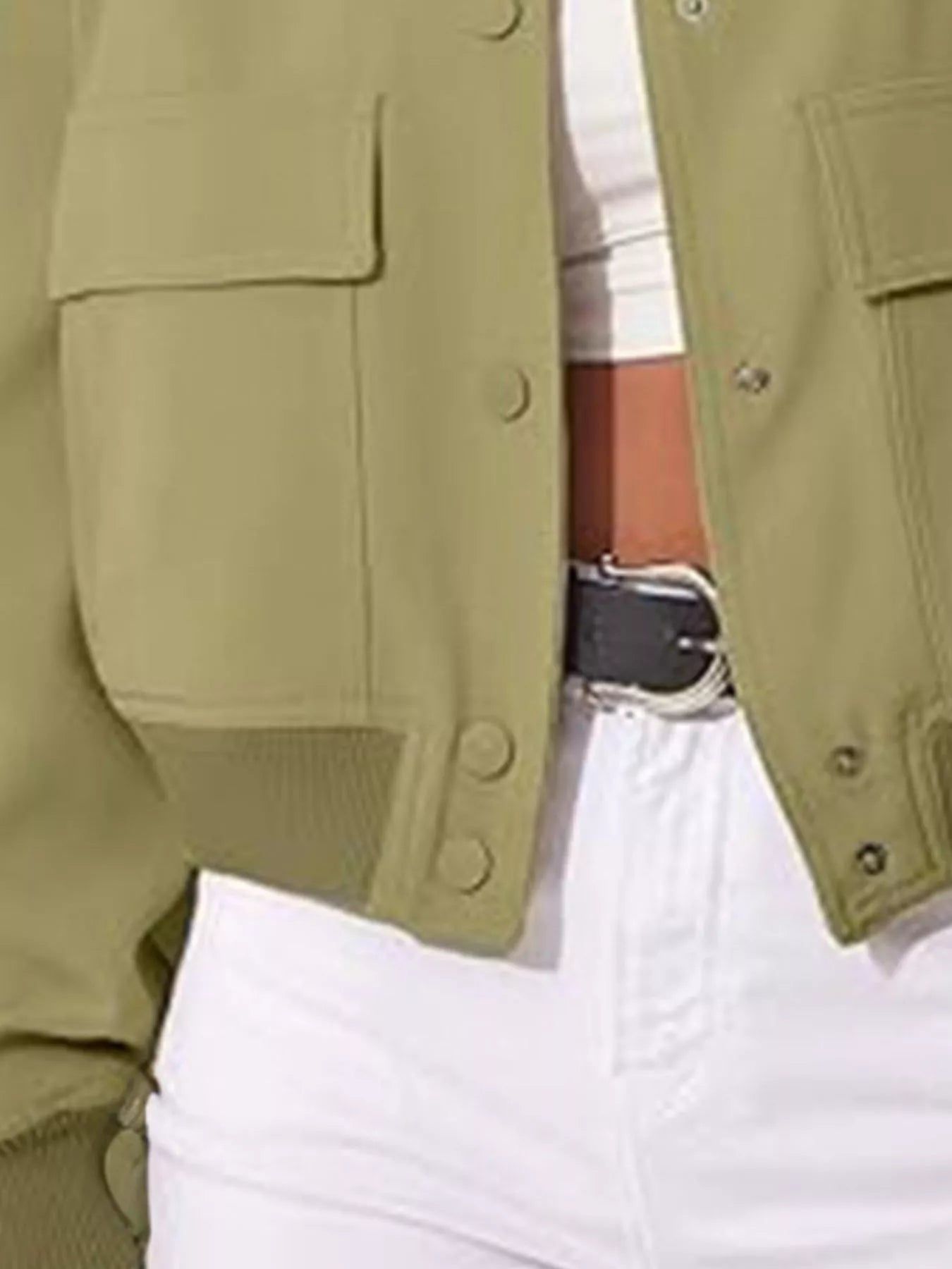 Full Size Snap Down Long Sleeve Jacket Plus Size