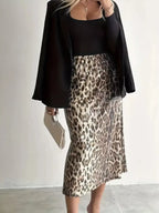 Sequin Leopard Midi Skirt