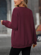 Casual Solid Color Long Sleeve Sweatshirt