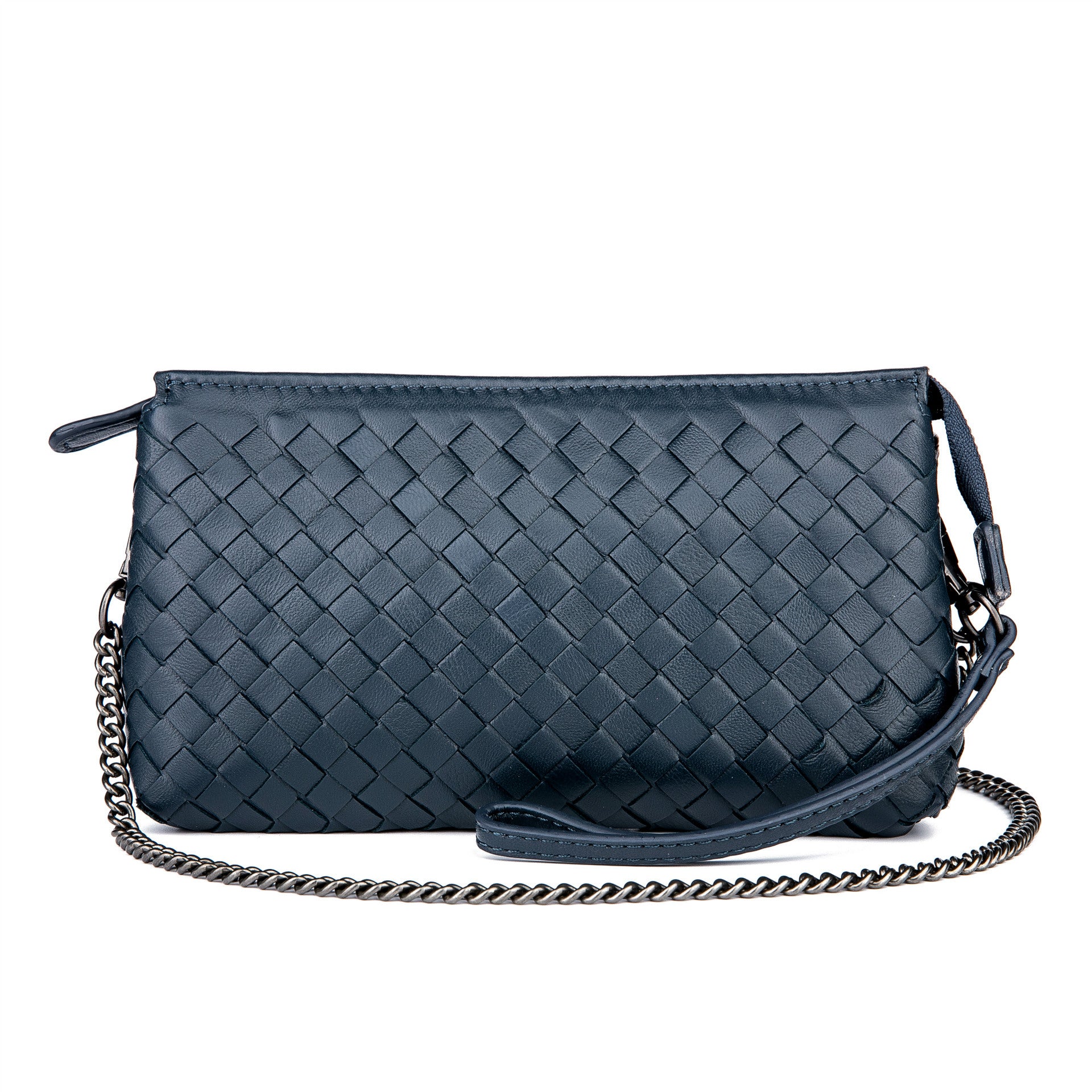 Genuine Leather Woven Clutch Shoulder Bag