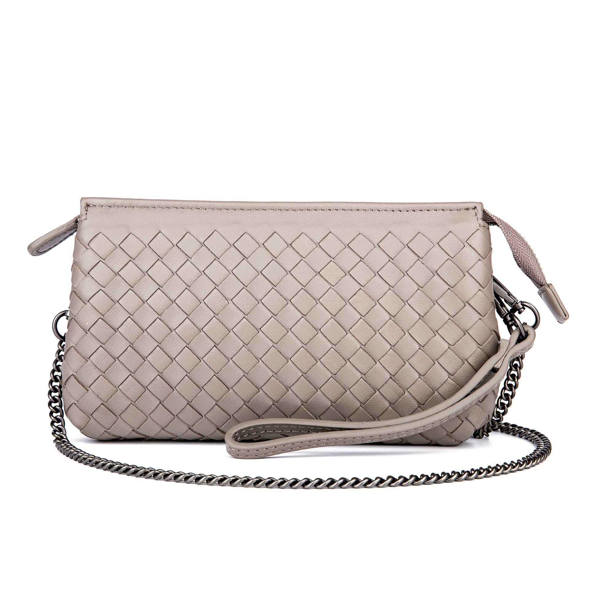 Genuine Leather Woven Clutch Shoulder Bag