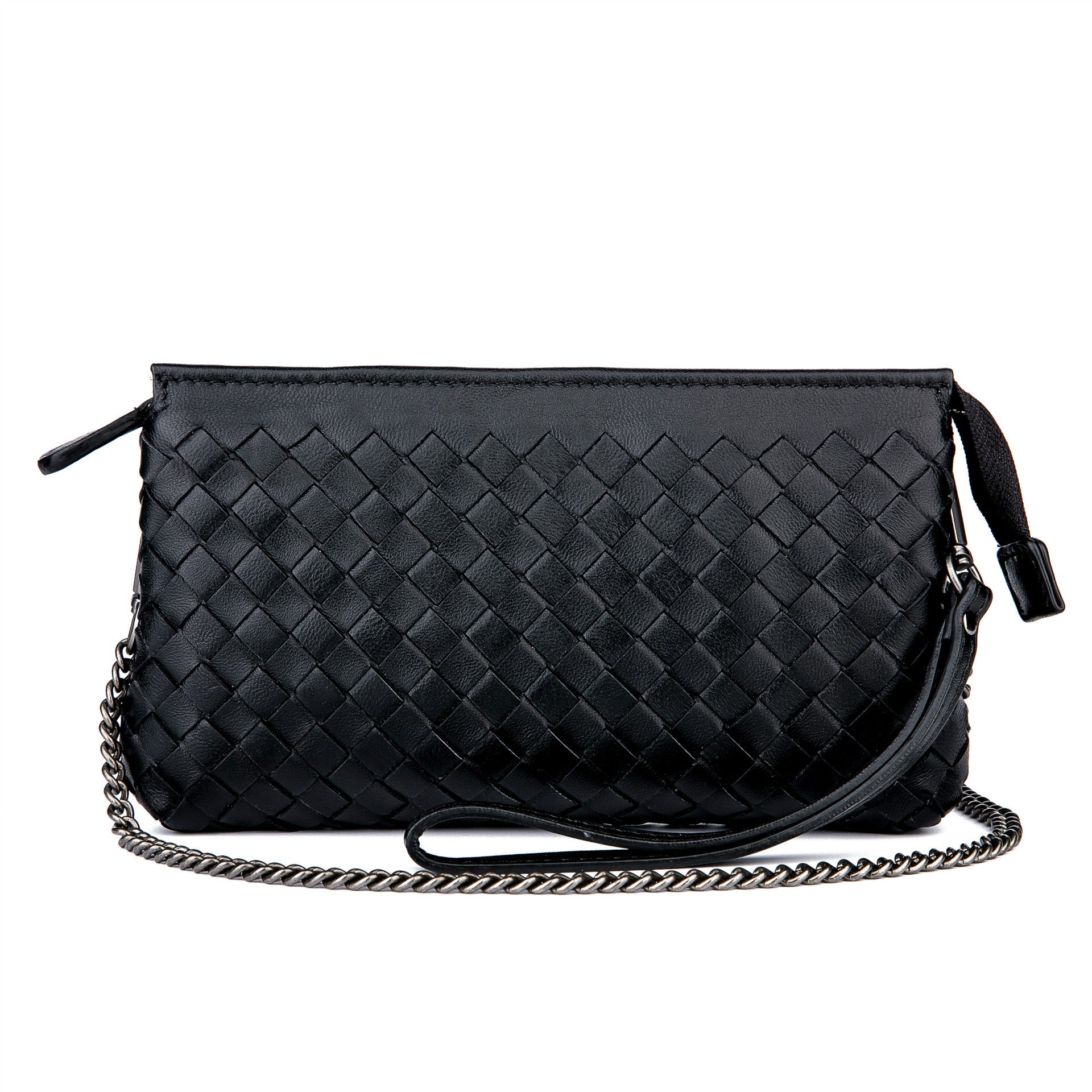 Genuine Leather Woven Clutch Shoulder Bag