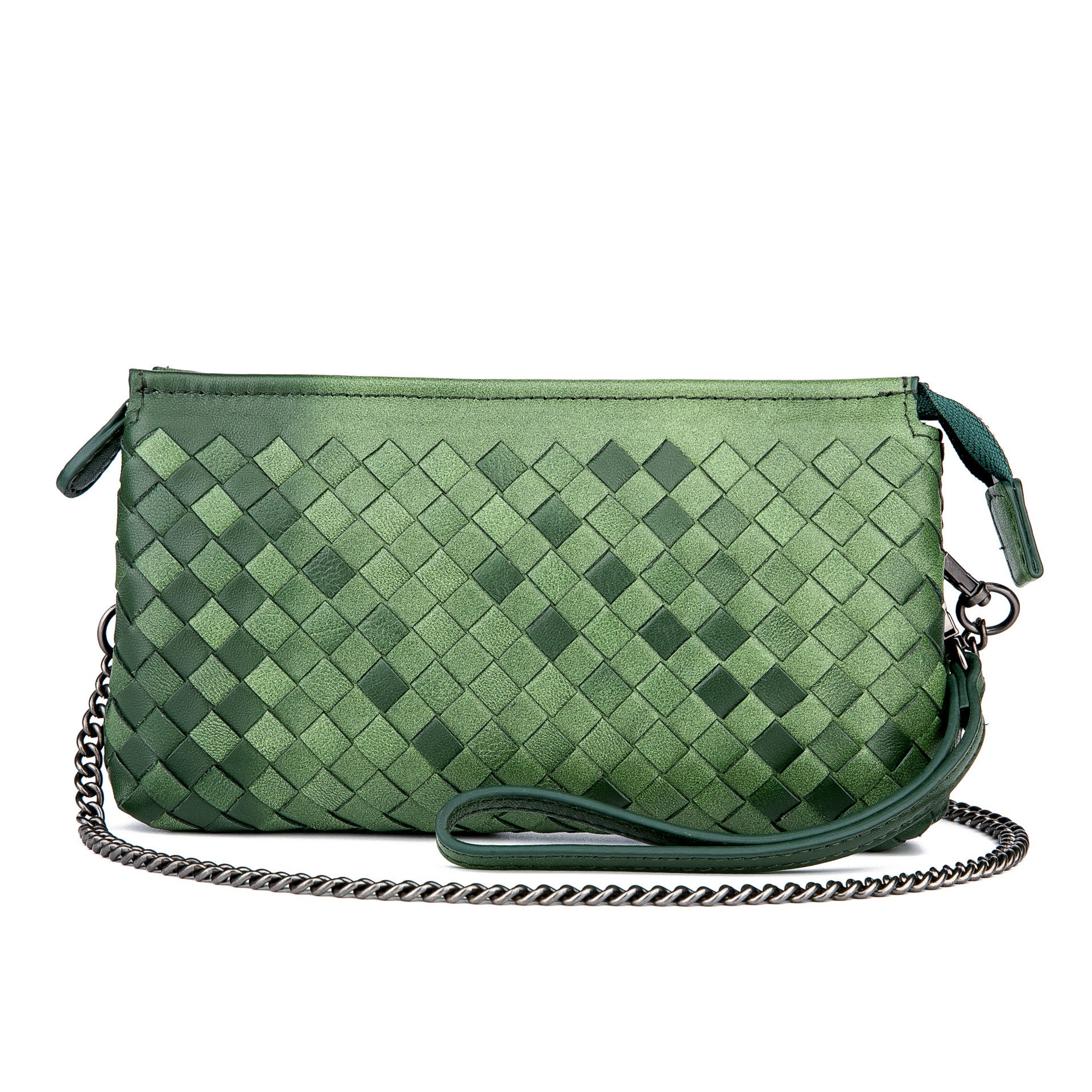 Genuine Leather Woven Clutch Shoulder Bag