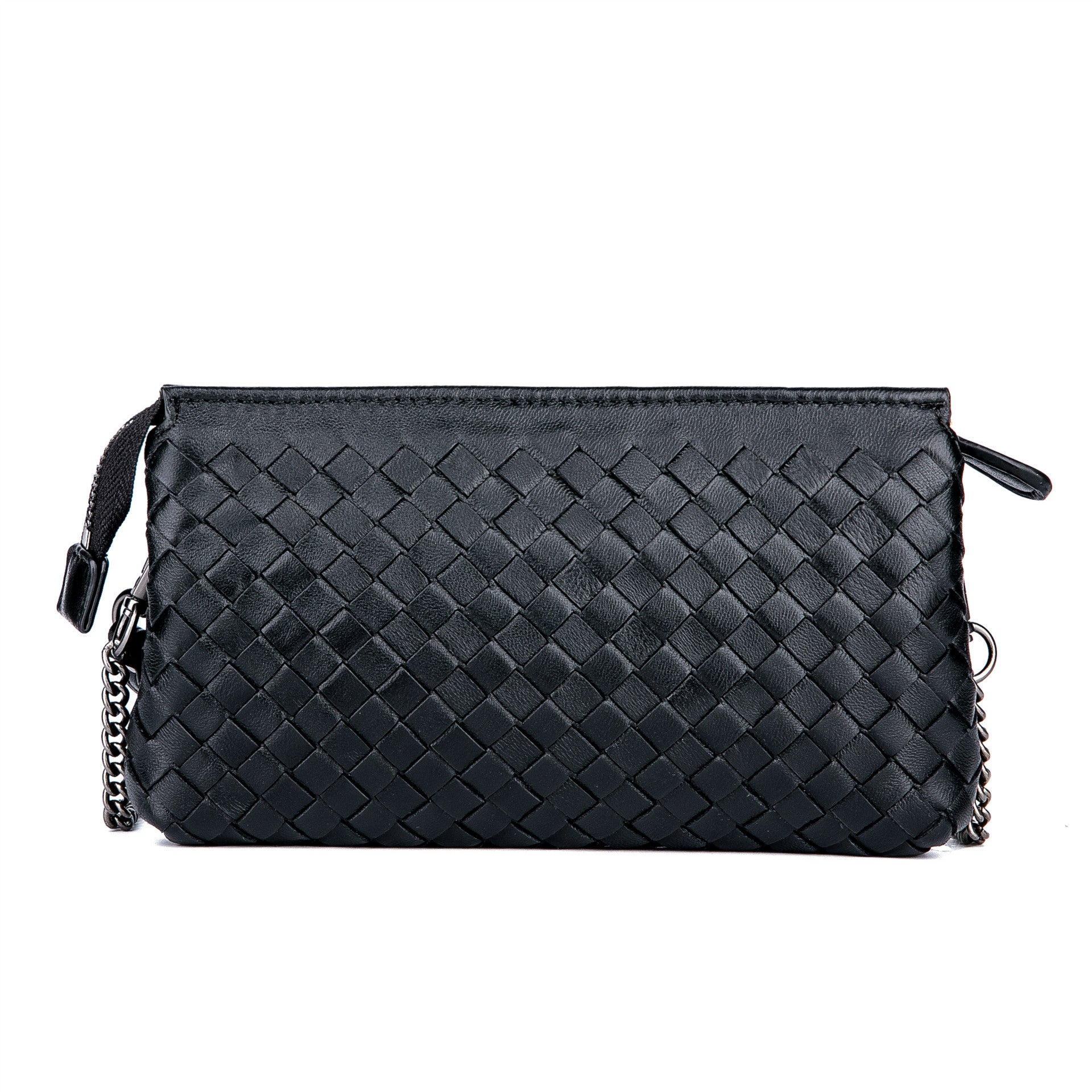 Genuine Leather Woven Clutch Shoulder Bag