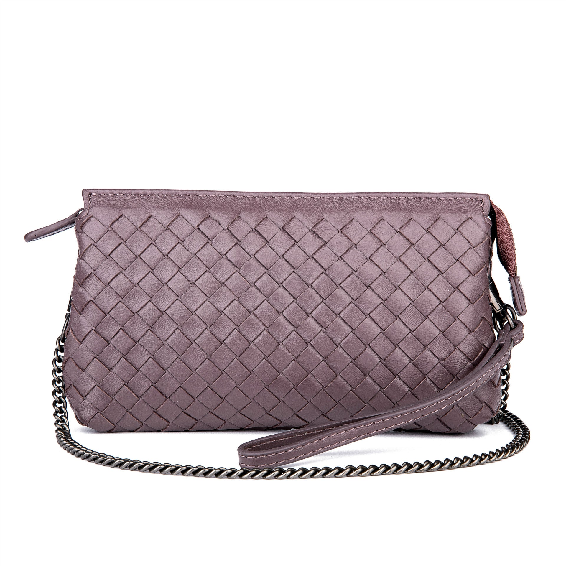 Genuine Leather Woven Clutch Shoulder Bag