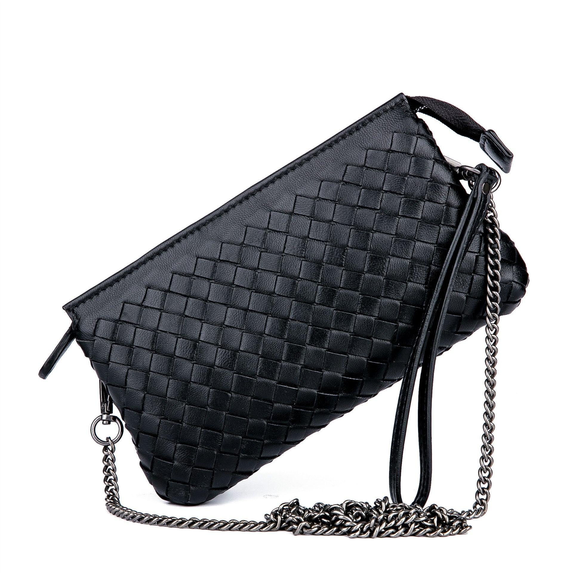 Genuine Leather Woven Clutch Shoulder Bag