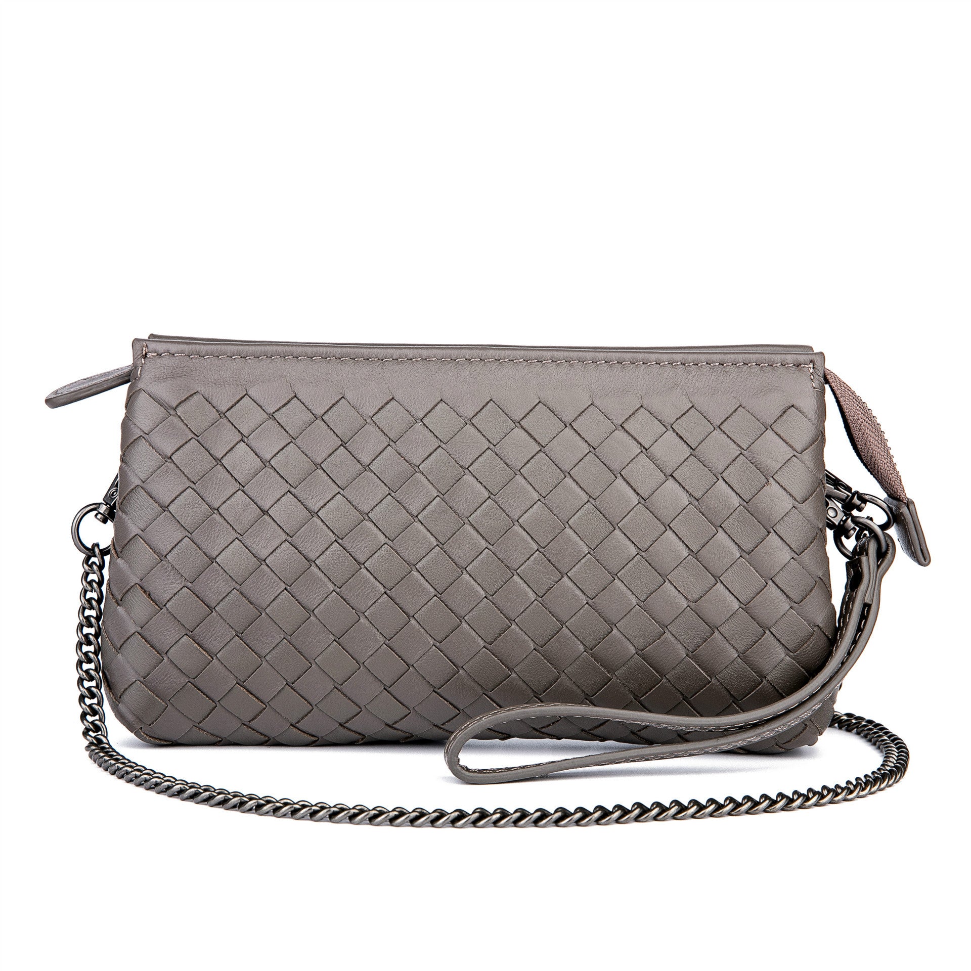 Genuine Leather Woven Clutch Shoulder Bag