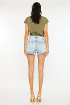 Kancan High Rise Raw Hem Denim Shorts