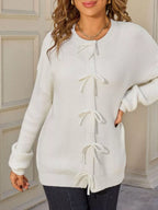 Ribbed Knit Bow-Tie Cardigan