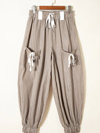 Stripe Drawstring Cargo Jogger Pants with Pockets
