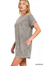 Zenana Halo Washed Premium Cotton T-Shirts Dress