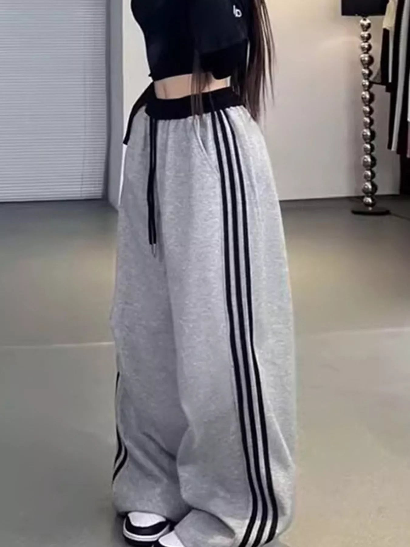 Casual Loose Fit Striped Pants