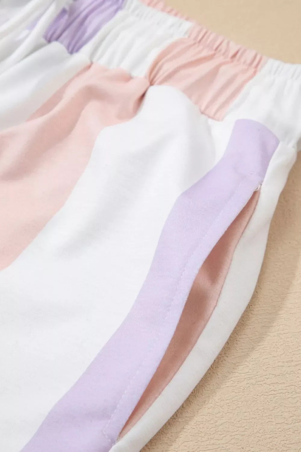 Stripe Multicolored Print Drawstring Loose Pants with Side Pockets