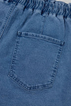 Drawstring High Waist Denim Shorts with Pockets