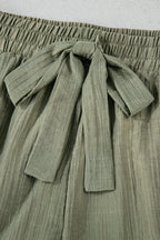 Textured Tie Waist Ruffle Hem Shorts