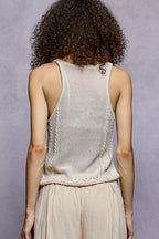 POL Embroidered Floral Square Neck Knit Cami