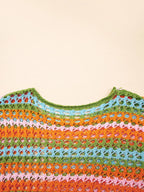 Multi Stripe Openwork Knit Cover Up