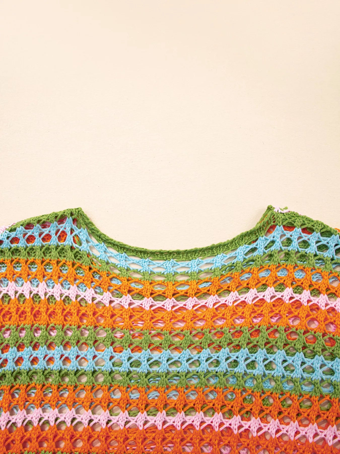 Multi Stripe Openwork Knit Cover Up
