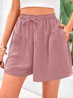 Full Size Casual Drawstring High Waist Relaxed Shorts Plus Size