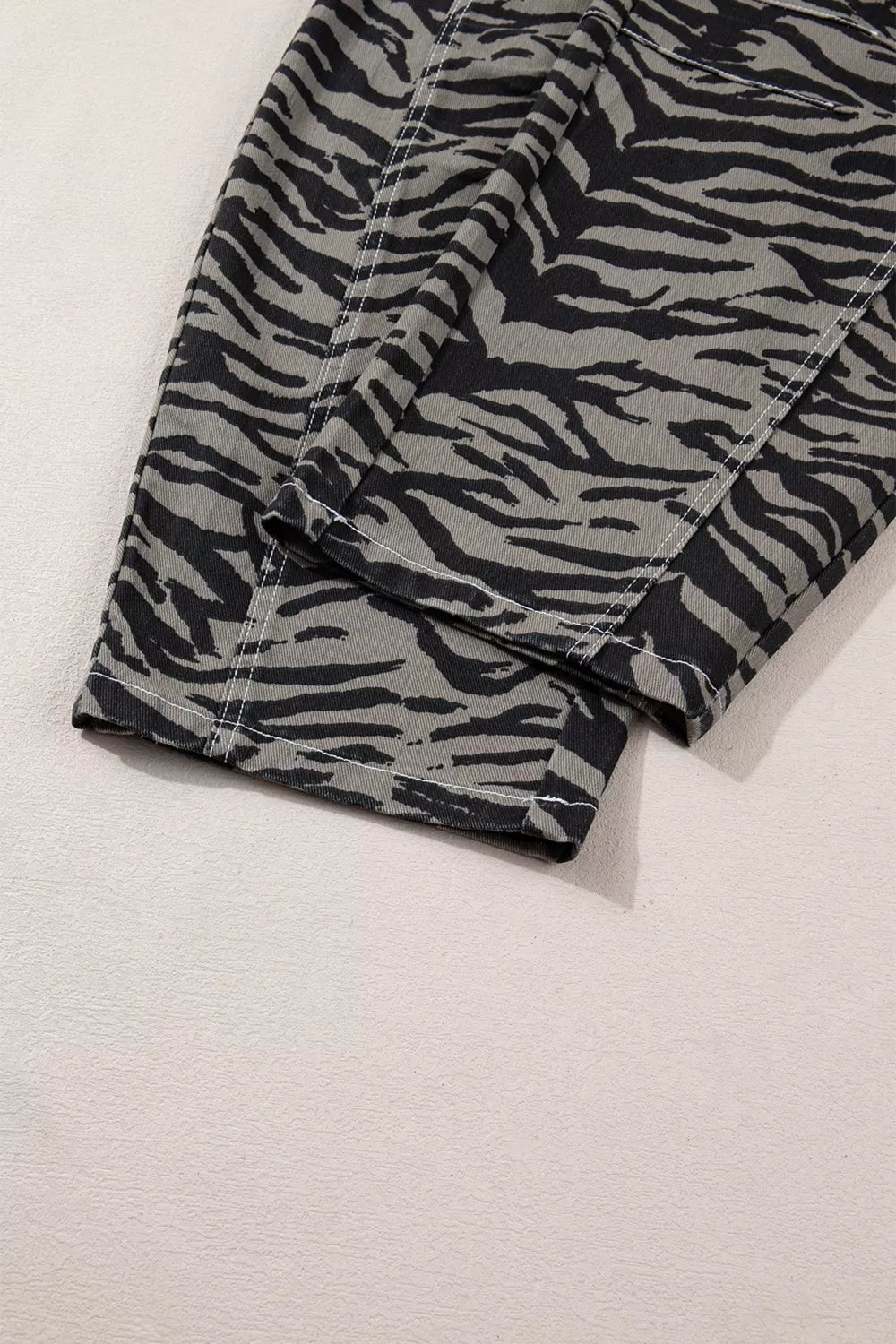 Zebra Stripe Printed Wide Leg Jeans