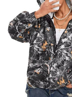 Vintage Printed Zip-Up Hoodie
