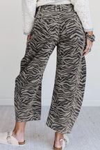 Zebra Stripe Printed Wide Leg Jeans
