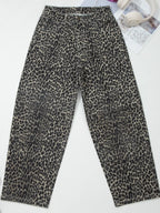Leopard Print High Waist Barrel Jeans